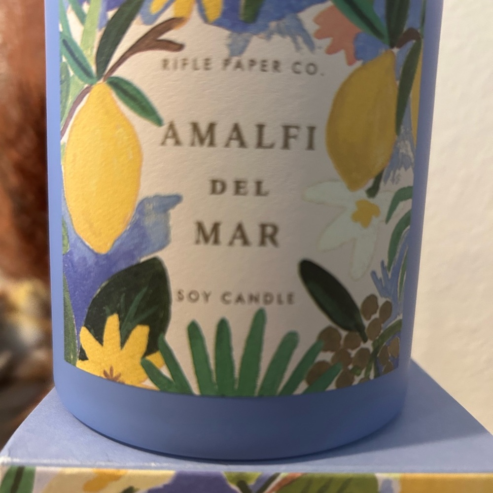 RIFLE PAPER CO AMALFI DEL MAR 9.5 OZ SOY CANDLE IN GLASS CONTAINER RETIRED. New - Picture 2 of 6